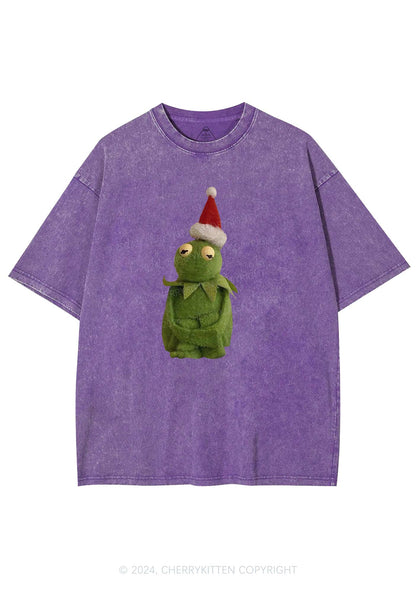 Christmas Plush Frog Y2K Washed Tee Cherrykitten