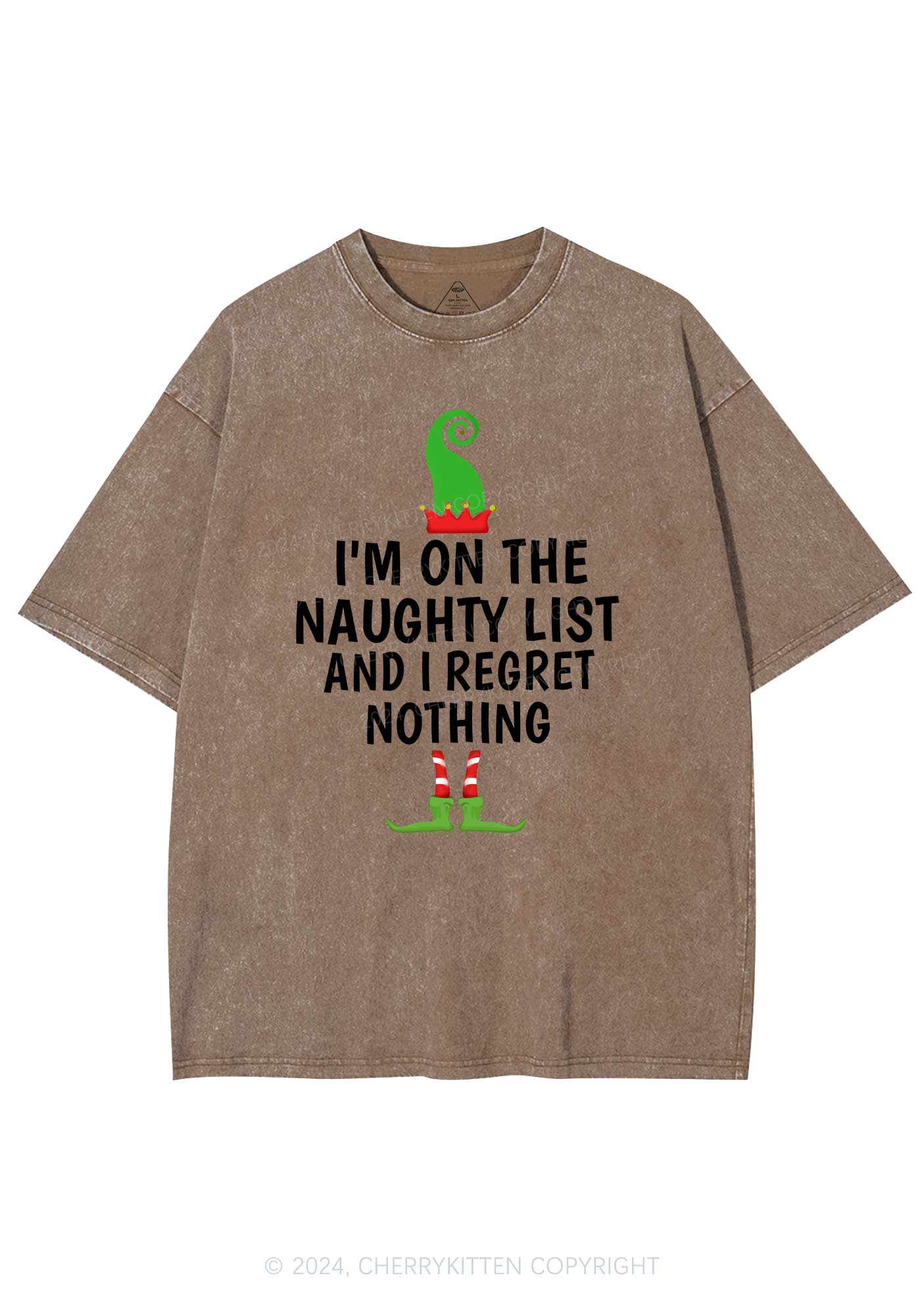 Christmas Naughty List Y2K Washed Tee Cherrykitten