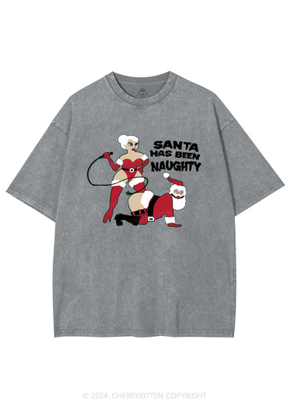 Christmas Santa Has Been Naughty Y2K Washed Tee Cherrykitten