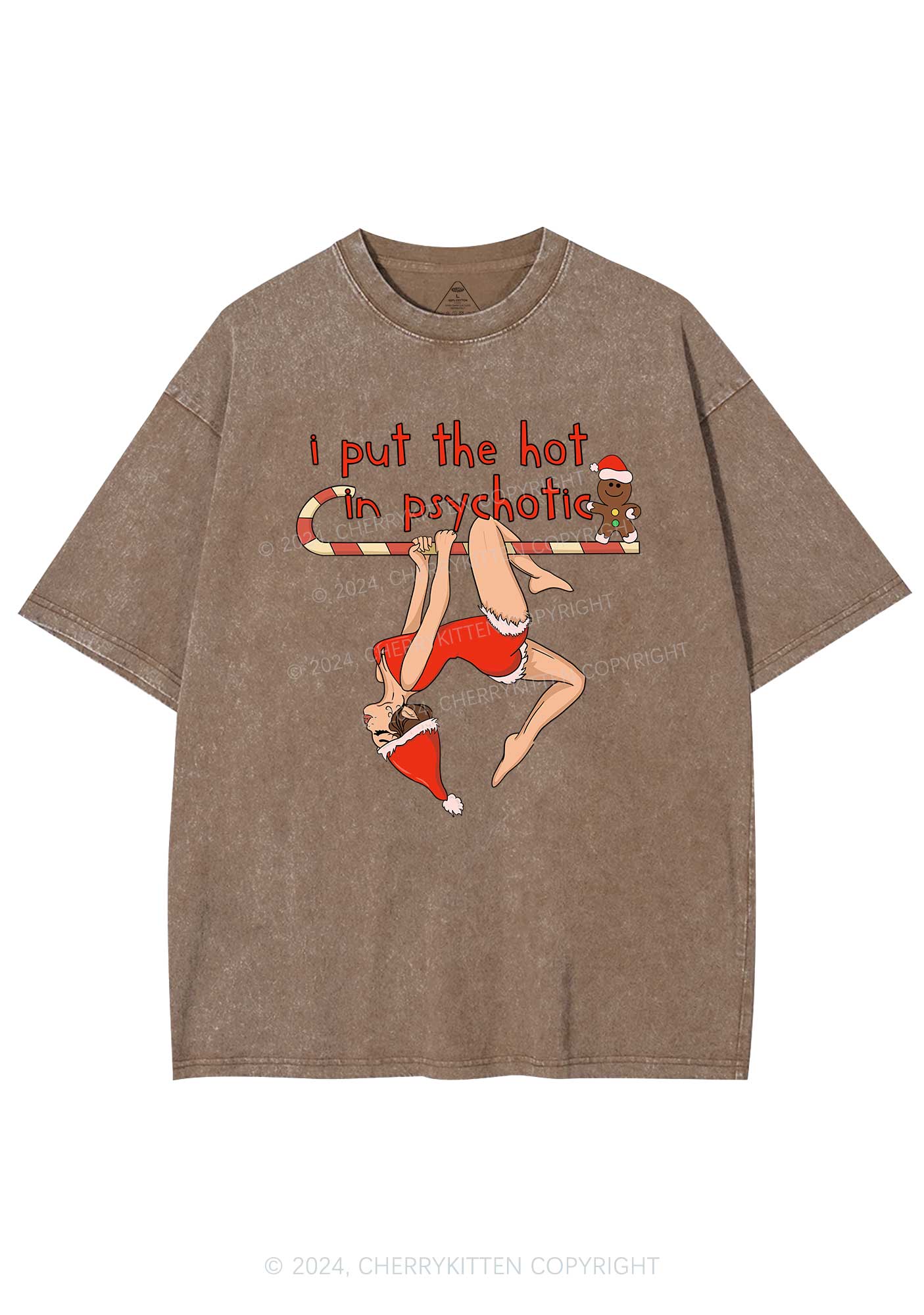 Christmas Yoga Girl Y2K Washed Tee Cherrykitten