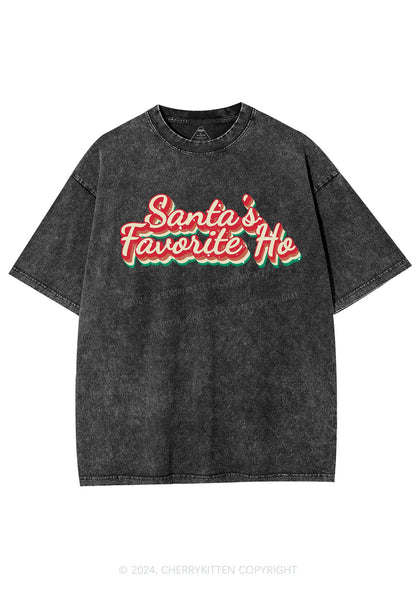 Christmas Santa's Favorite Ho Y2K Washed Tee Cherrykitten