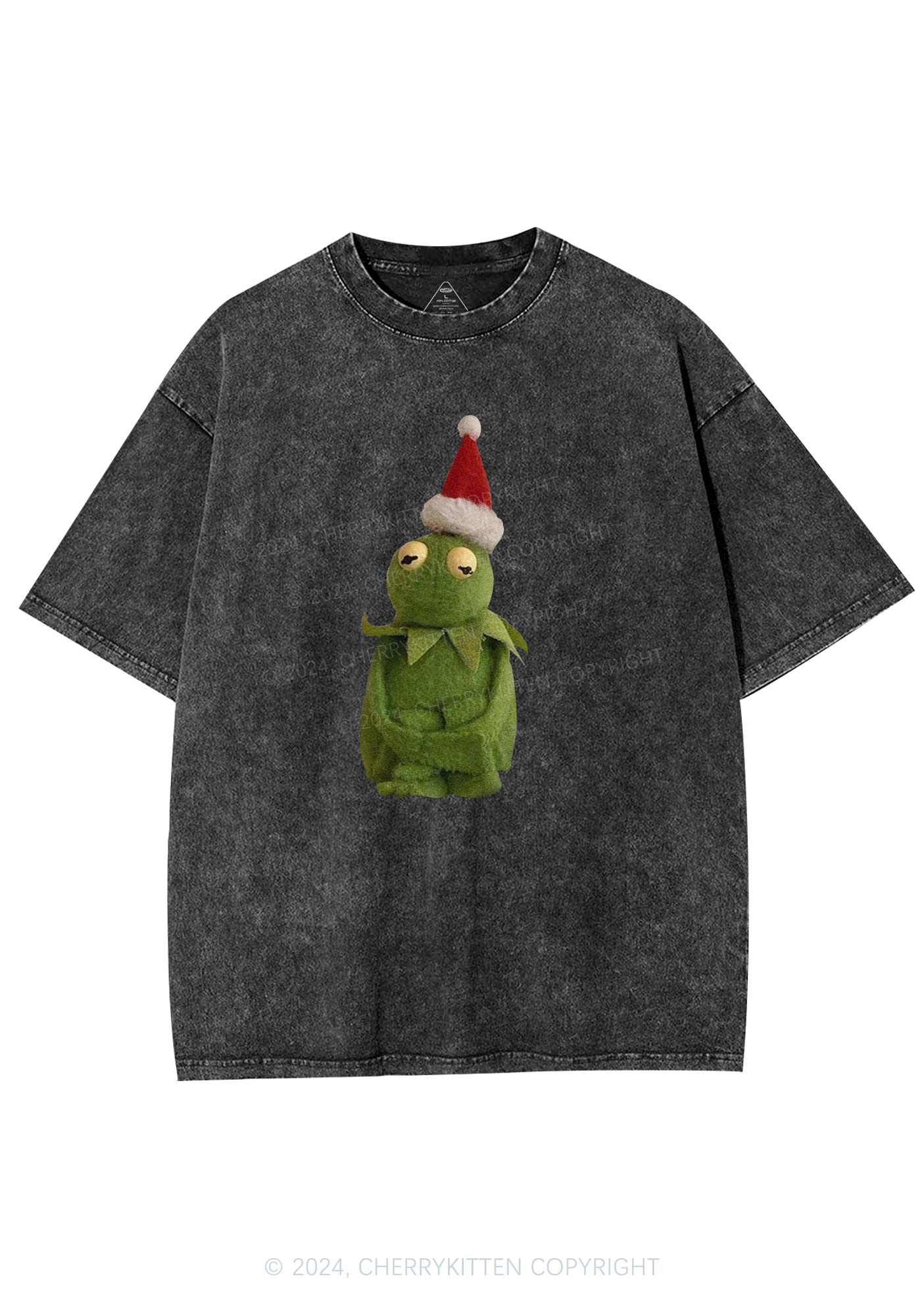 Christmas Plush Frog Y2K Washed Tee Cherrykitten