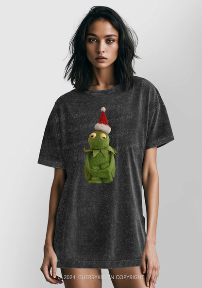 Christmas Plush Frog Y2K Washed Tee Cherrykitten