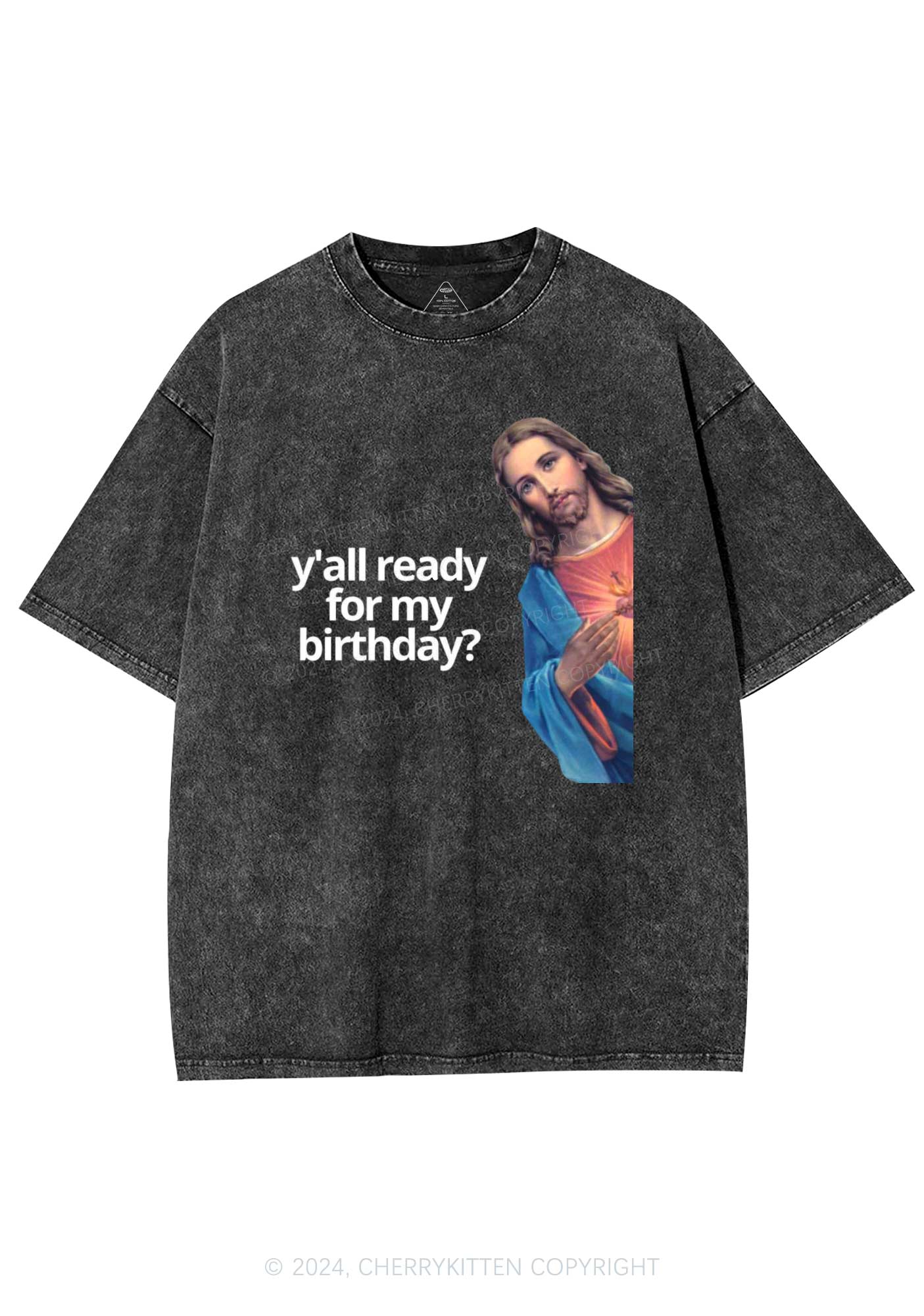 Christmas Jesus Birthday Y2K Washed Tee Cherrykitten