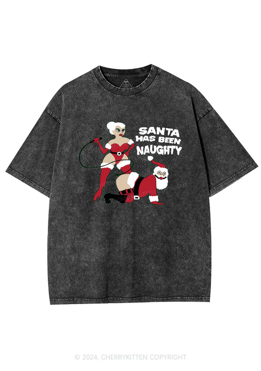 Christmas Santa Has Been Naughty Y2K Washed Tee Cherrykitten