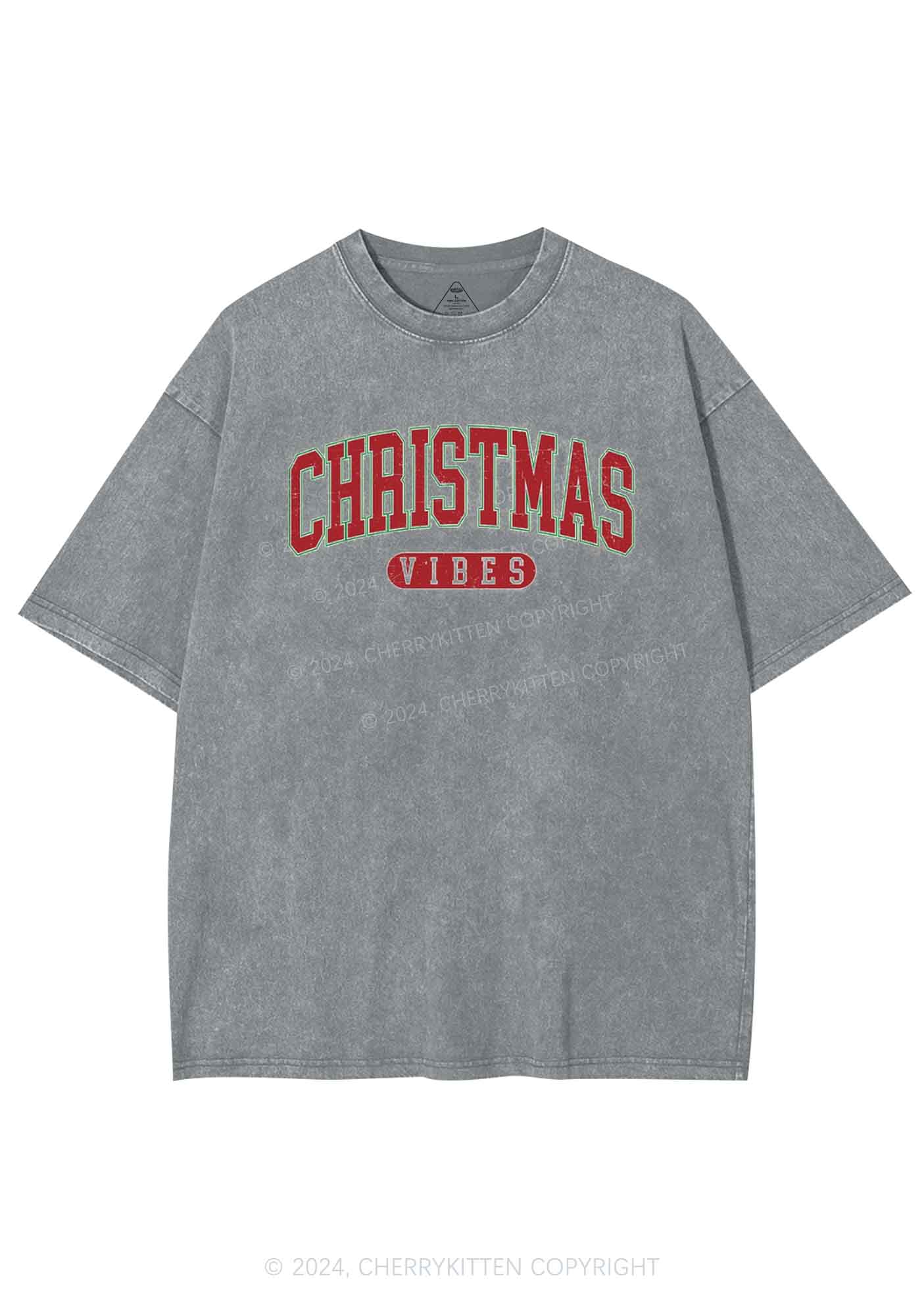 Christmas Vibes Y2K Washed Tee Cherrykitten