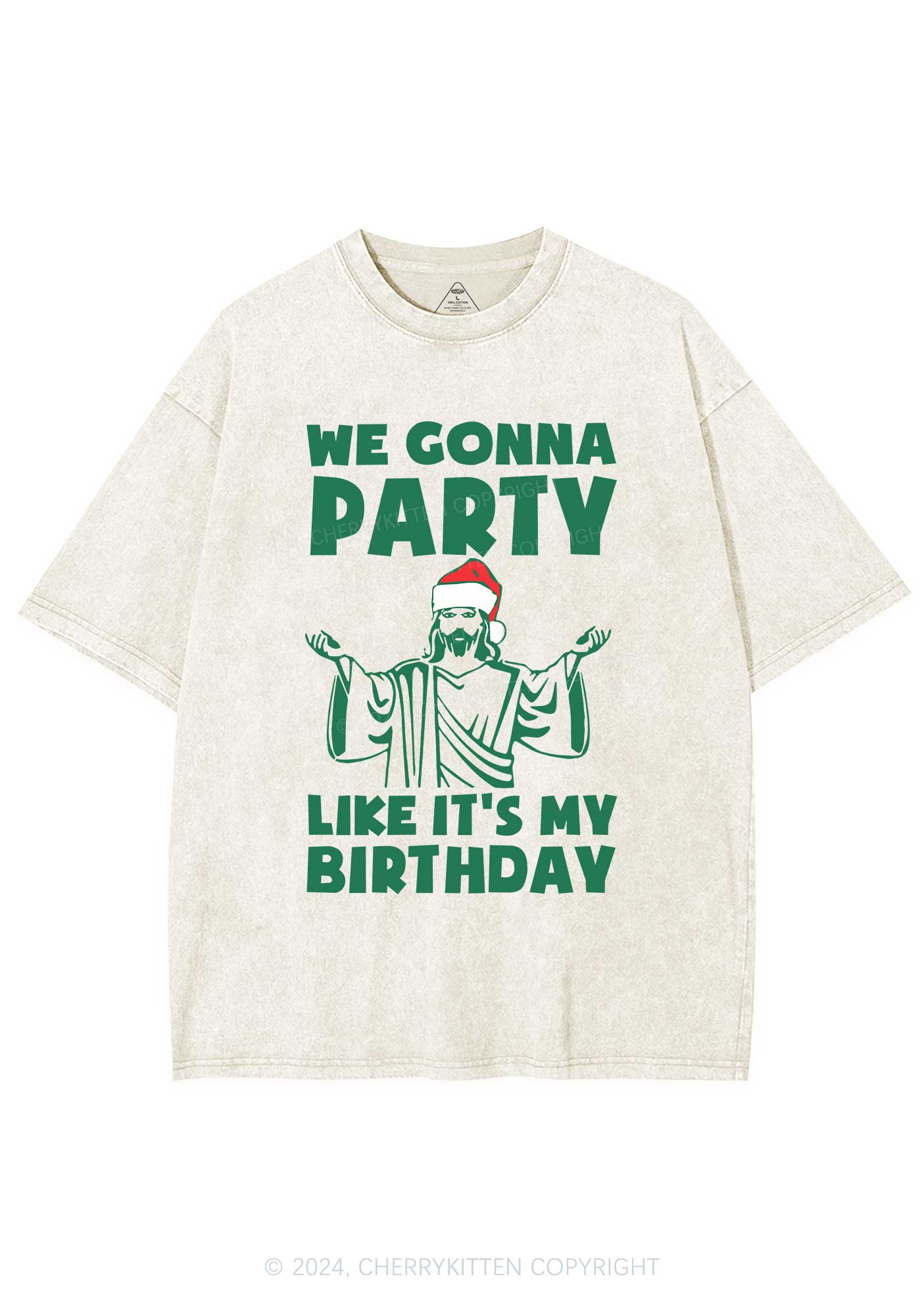 Christmas We Gonna Party Y2K Washed Tee Cherrykitten