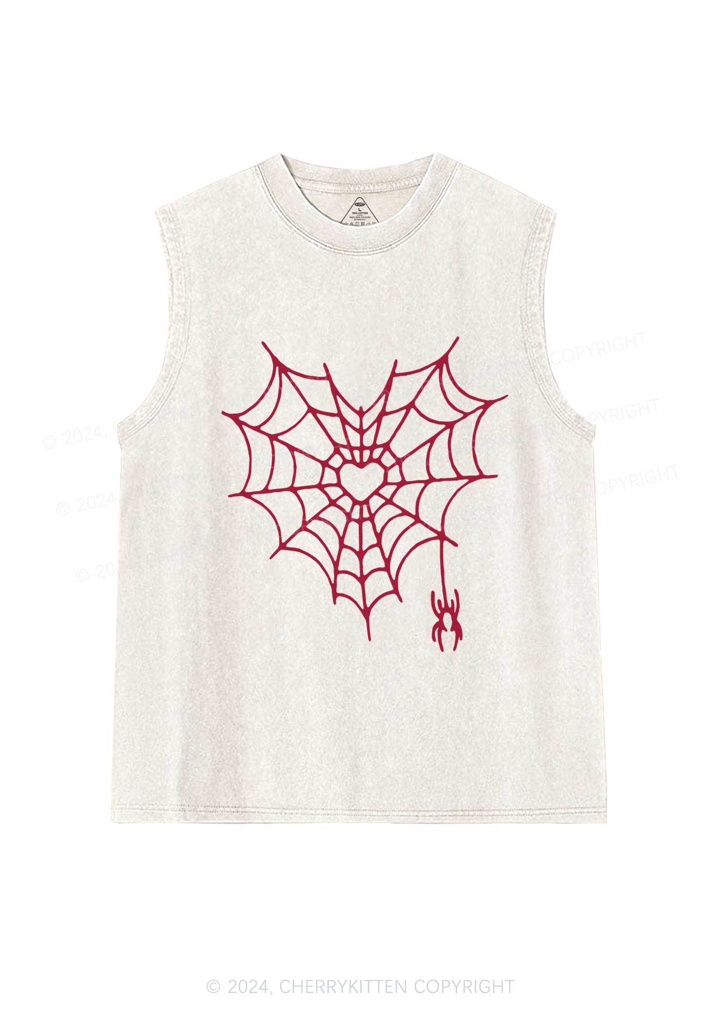 Heart Spider Web Y2K Valentine's Day Washed Tank Cherrykitten