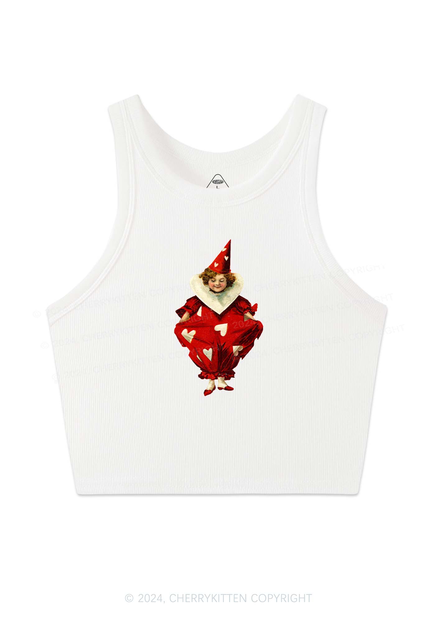 Heart Jester Y2K Valentine's Day Crop Tank Top Cherrykitten