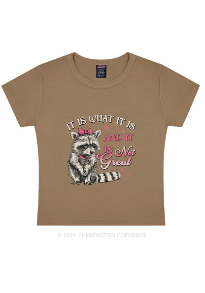 Not Great Raccoon Y2K Baby Tee Cherrykitten