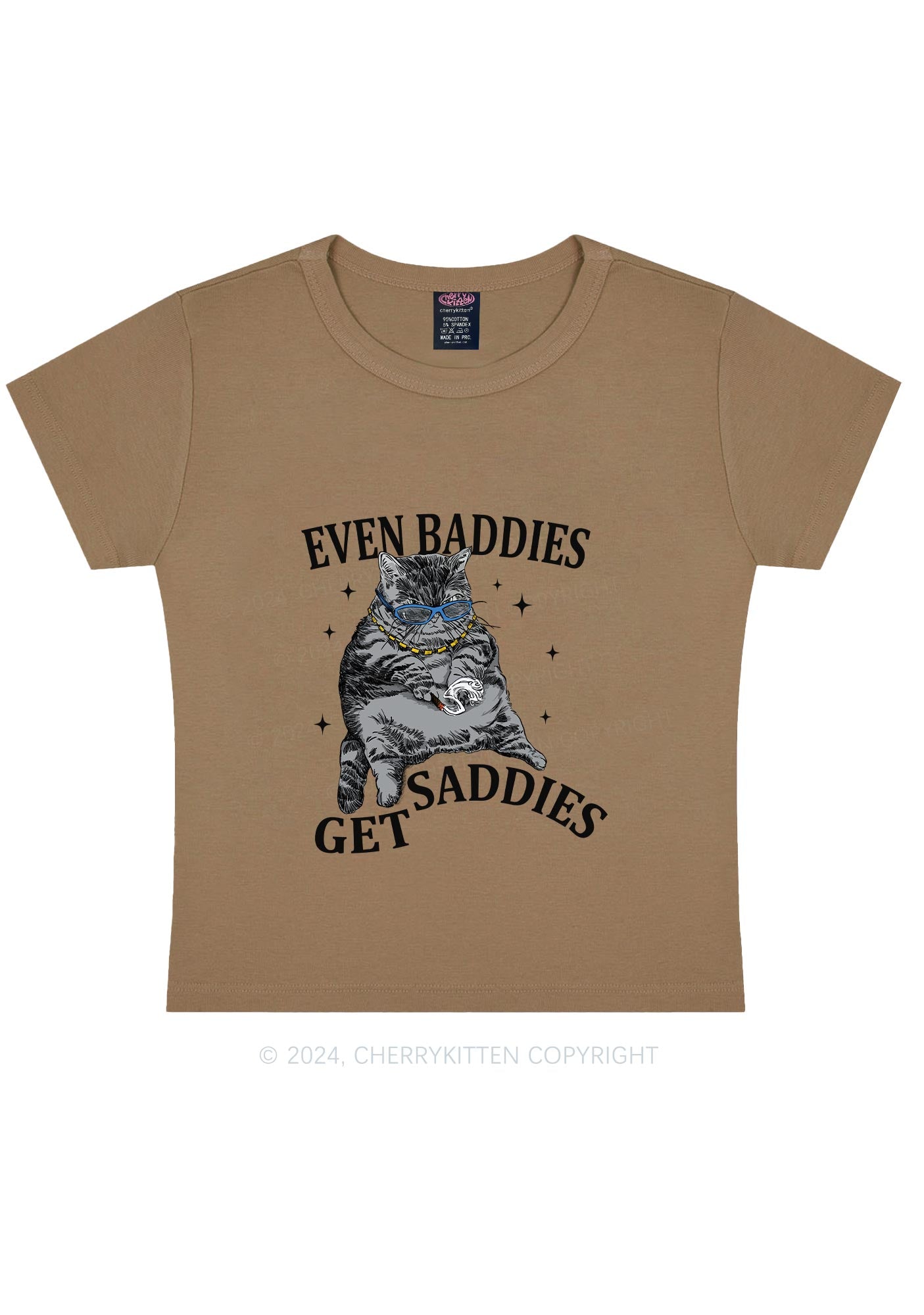 Even Baddies Get Saddies Y2K Baby Tee Cherrykitten