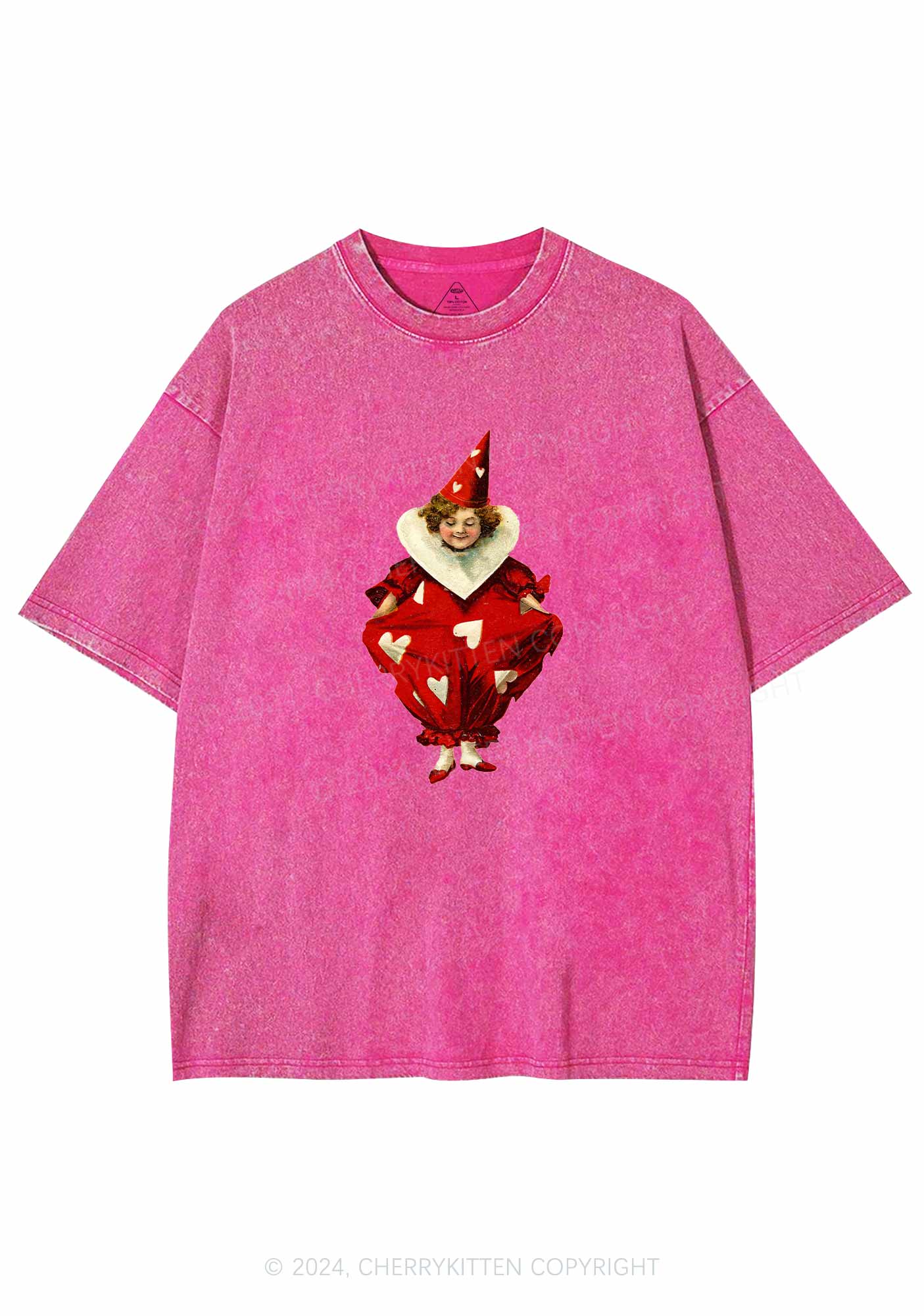 Heart Jester Y2K Valentine's Day Washed Tee Cherrykitten