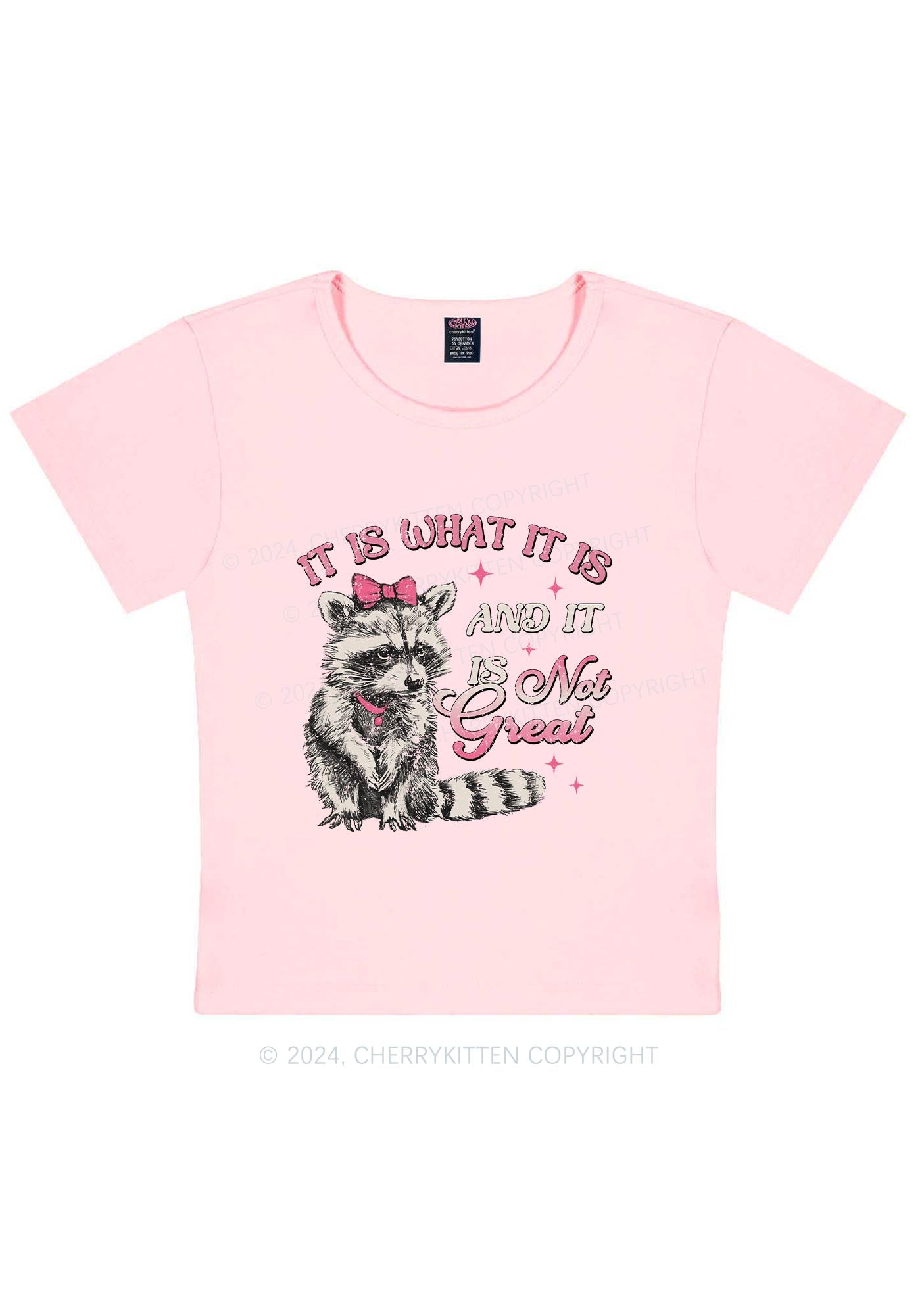 Not Great Raccoon Y2K Baby Tee Cherrykitten