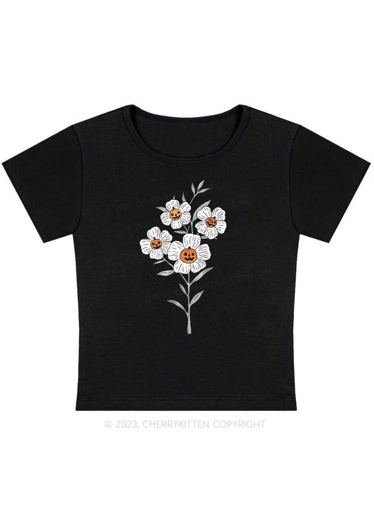 Halloween Pumpkin Flowers Baby Tee Cherrykitten