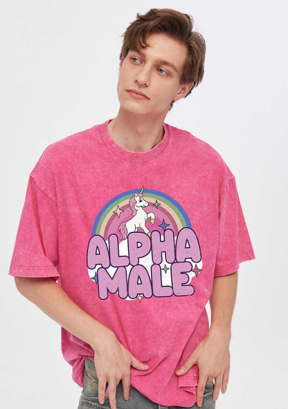 Rainbow Unicorn Alpha Male Y2K Washed Tee Cherrykitten