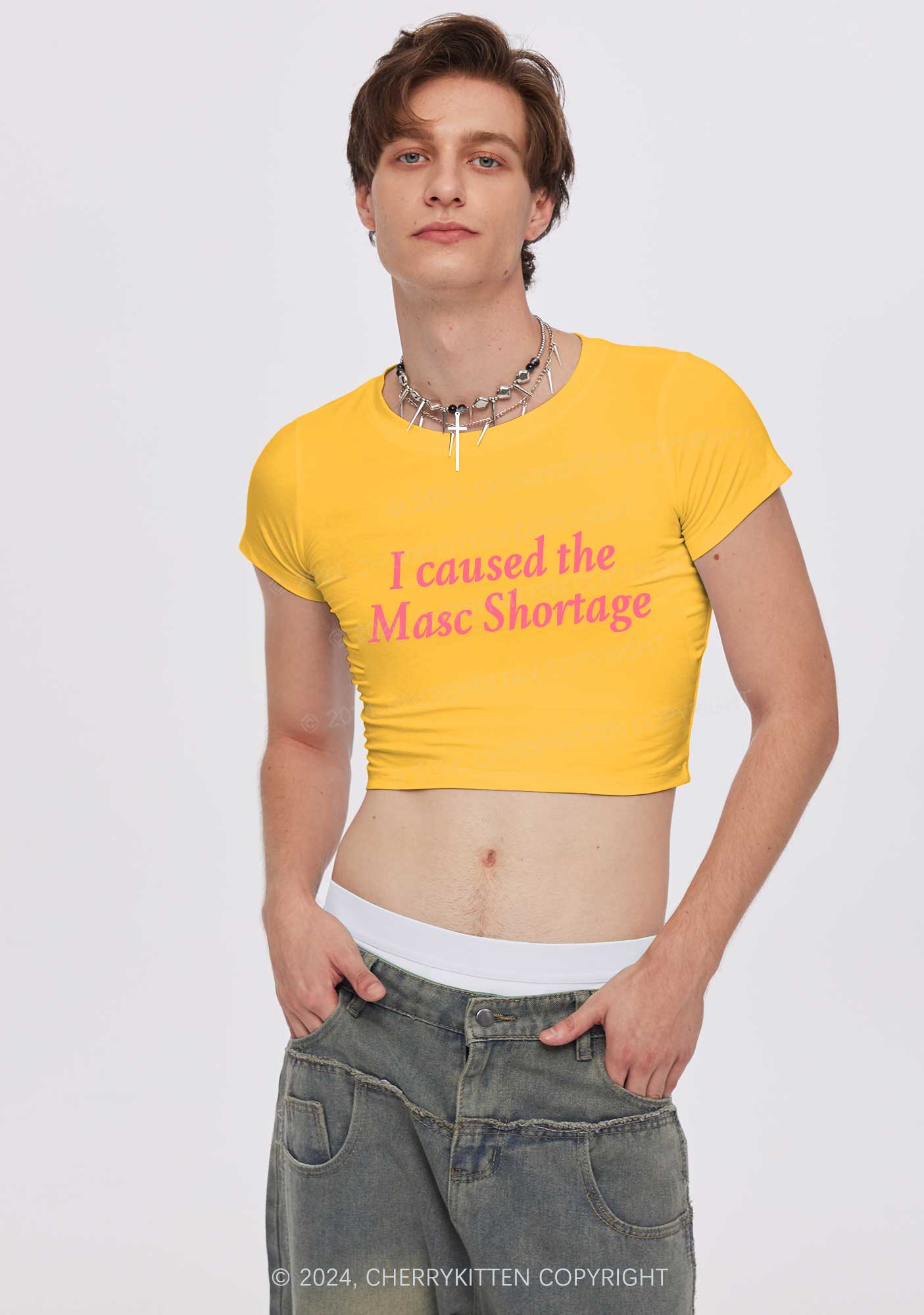 I Caused The Masc Shortage Y2K Baby Tee Cherrykitten