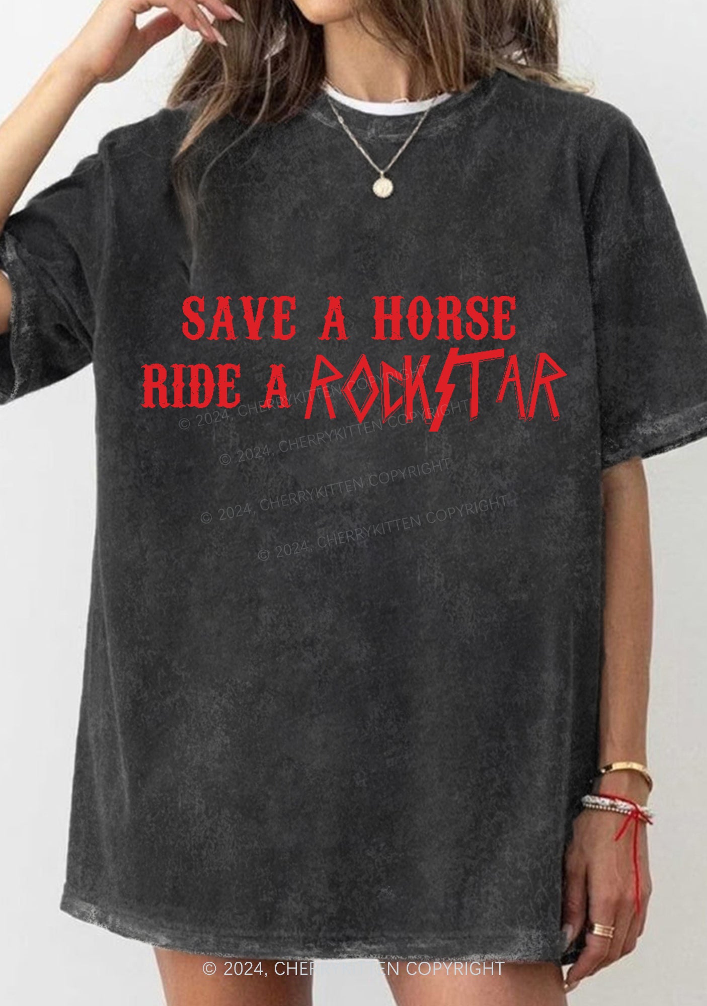 Ride A Rockstar Y2K Washed Tee Cherrykitten