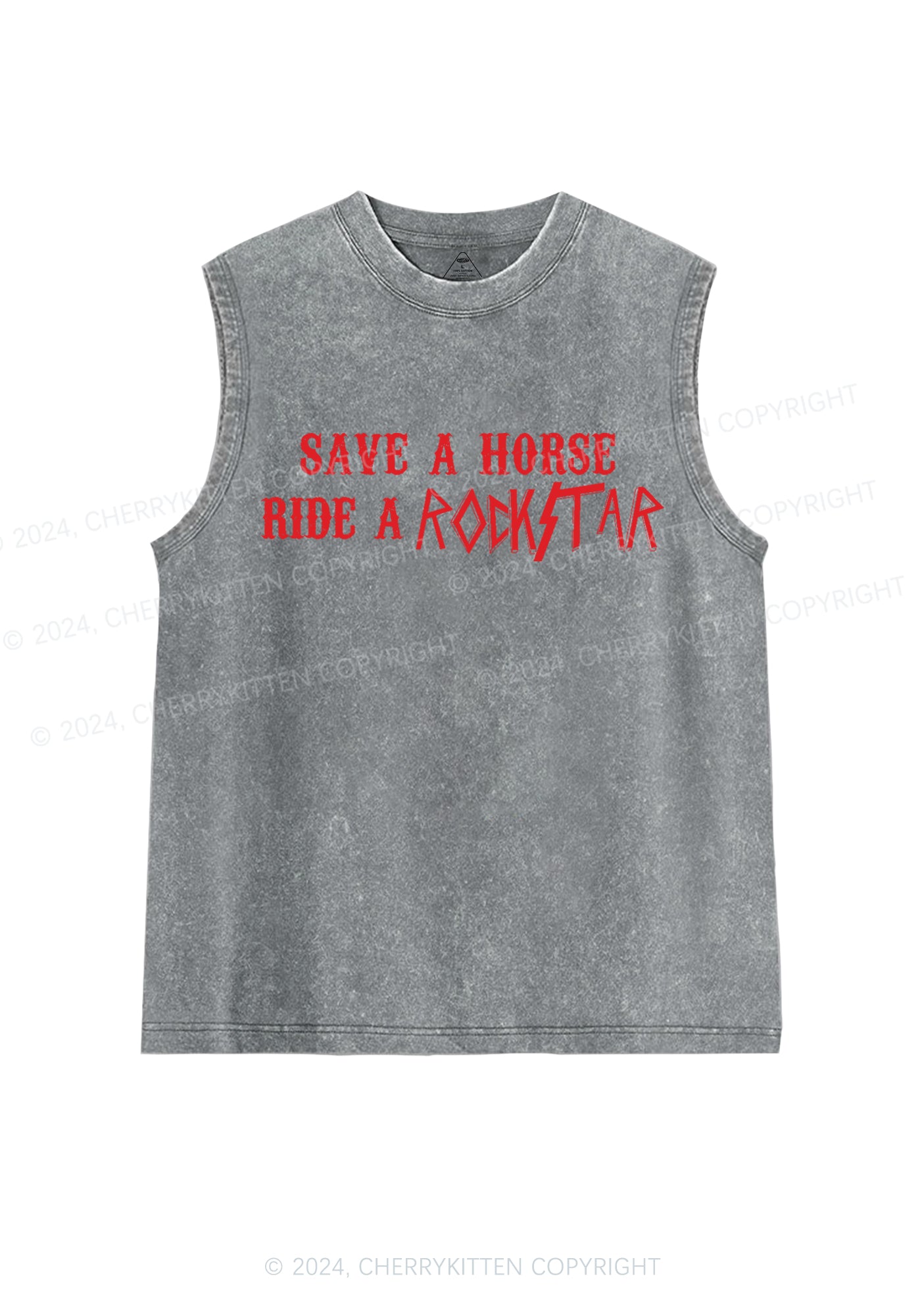 Ride A Rockstar Y2K Washed Tank Cherrykitten