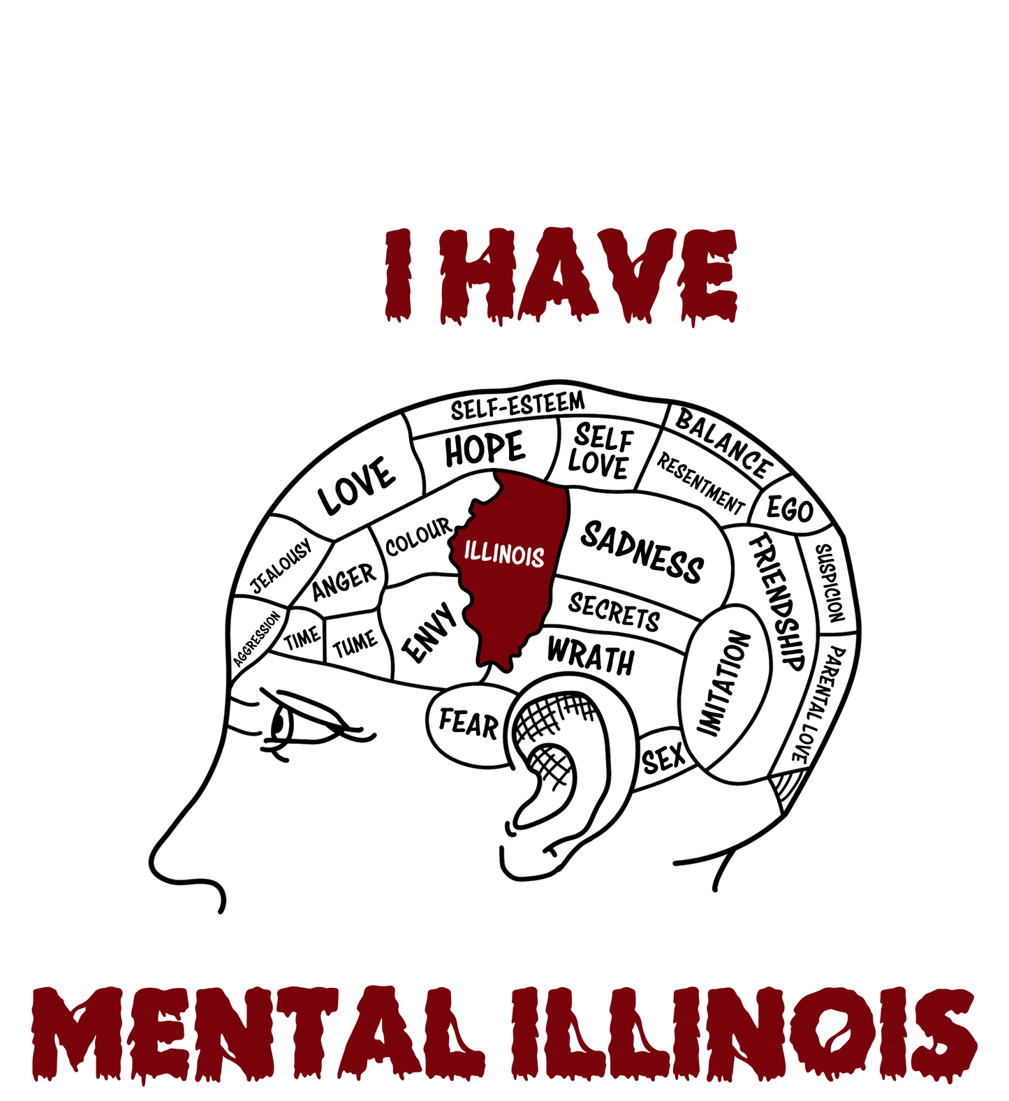 I Have Mental Illinois Y2K Washed Tee Cherrykitten