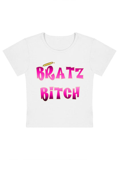 BRATZ BxxCH Y2K Baby Tee-cherrykitten-Baby Tees,Damn,Savage,Tops