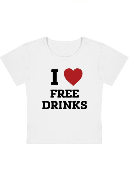 Curvy I Love Free Drinks Baby Tee - cherrykittenCurvy I Love Free Drinks Baby Tee