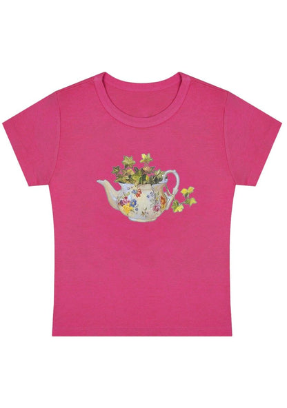 Flower Pot Y2K Baby Tee - cherrykittenFlower Pot Y2K Baby Tee