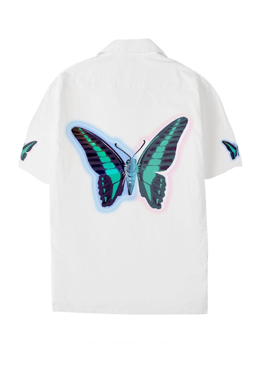 Green Butterfly White Print Shirts - cherrykittenGreen Butterfly White Print Shirts