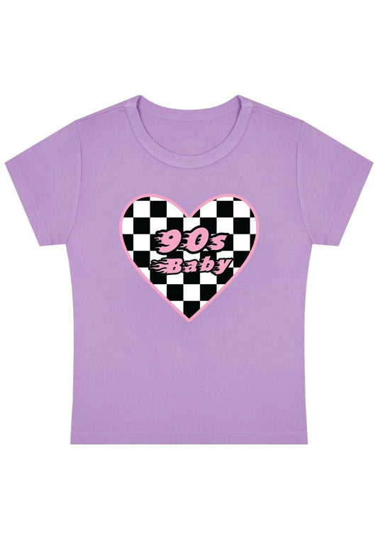 Heart Plaid 90s Baby Y2K Baby Tee - cherrykittenHeart Plaid 90s Baby Y2K Baby Tee