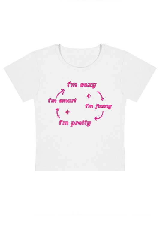 I'm Smart Funny Pretty Y2k Baby Tee - cherrykittenI'm Smart Funny Pretty Y2k Baby Tee