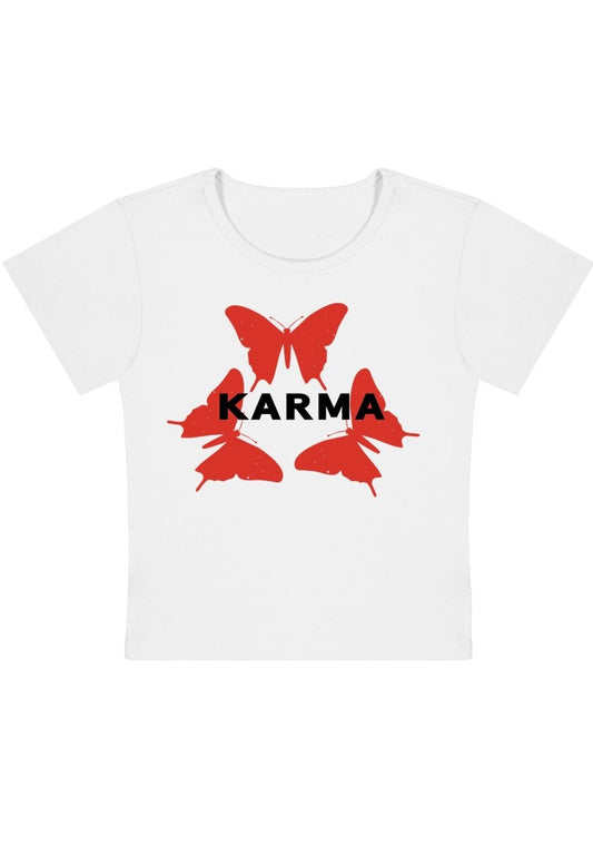 Karma Butterflies Y2k Baby Tee - cherrykittenKarma Butterflies Y2k Baby Tee