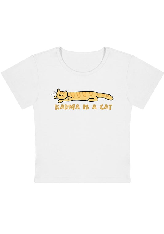 Karma Is A Cat Y2k Baby Tee - cherrykittenKarma Is A Cat Y2k Baby Tee