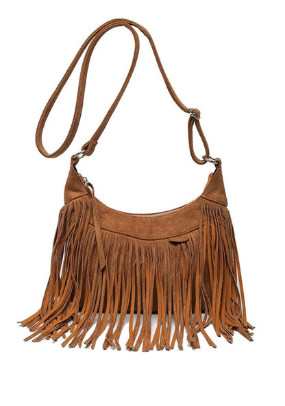 Long Tassel Suede Sling Bag - cherrykittenLong Tassel Suede Sling Bag