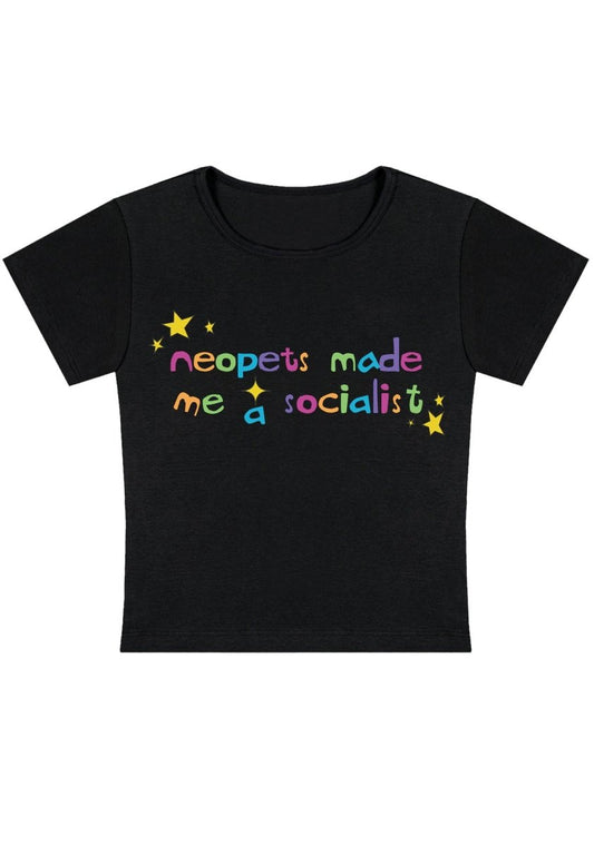 Neopets Made Me A Socialist Y2k Baby Tee - cherrykittenNeopets Made Me A Socialist Y2k Baby Tee