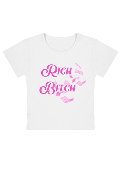 Rich Bxxch Y2k Baby Tee - cherrykittenRich Bxxch Y2k Baby Tee