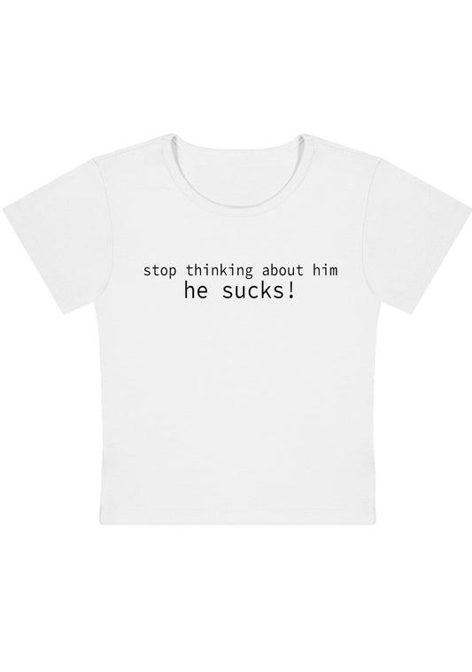 Stop Thinking About Him Y2k Baby Tee-cherrykitten-Baby Tees,Savage,Tops