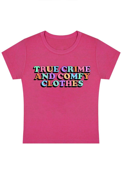 True Crime And Comfy Clothes Y2K Baby Tee - cherrykittenTrue Crime And Comfy Clothes Y2K Baby Tee